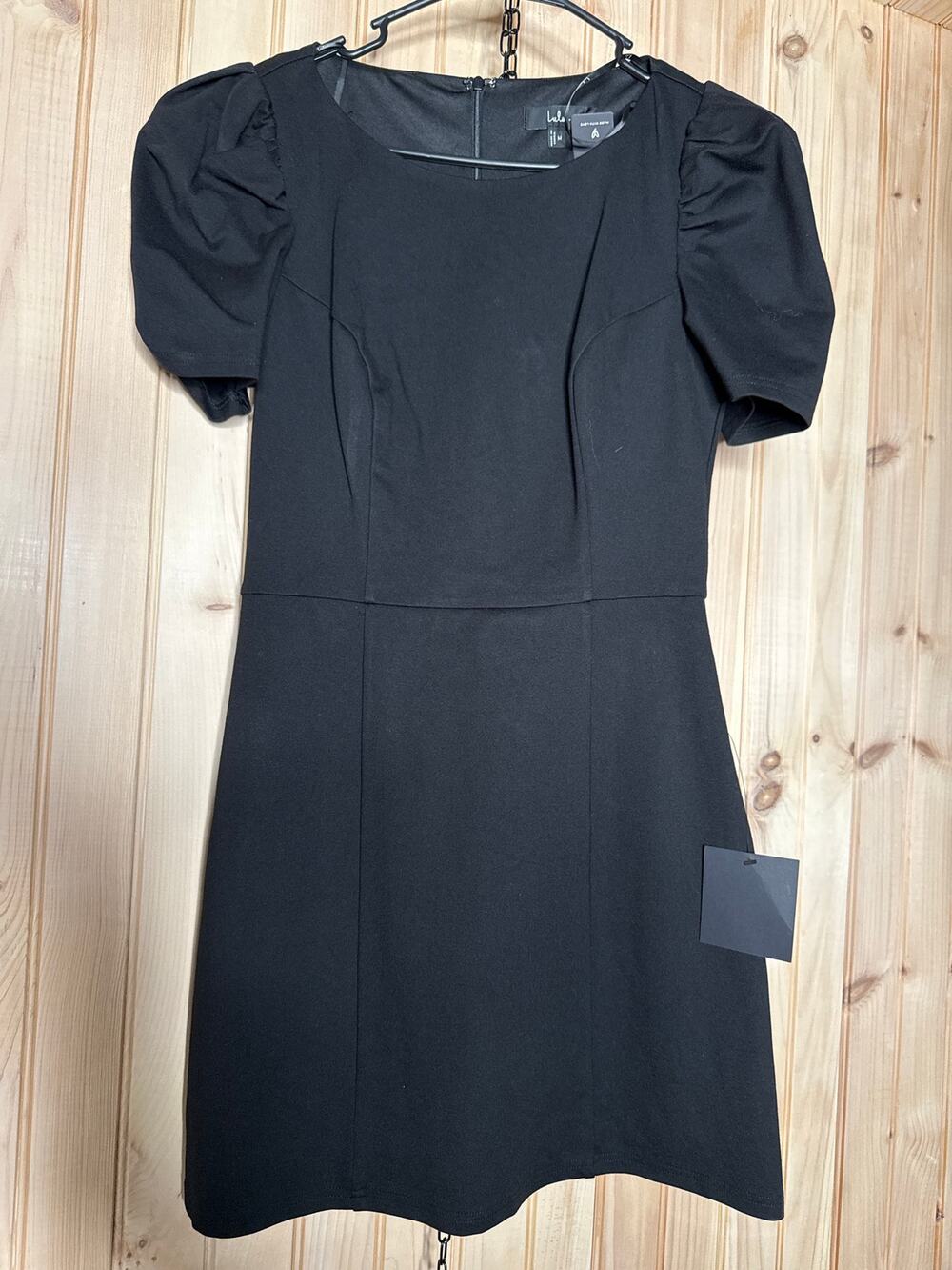 NWT Lulus Kasai Black Short Sleeve Mini Dress LBD Party Night Out Puff Sleeve M
